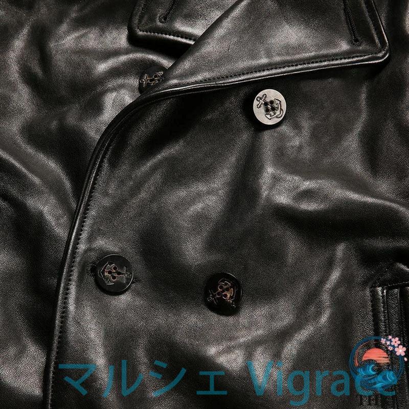 本革ジャケット メンズ 本革 羊革ジャケット ライダースジャケット 復古　ヴィンテージ 翻? 牛角ボタン 重洗処理全植物鞣しシープスキンの画像