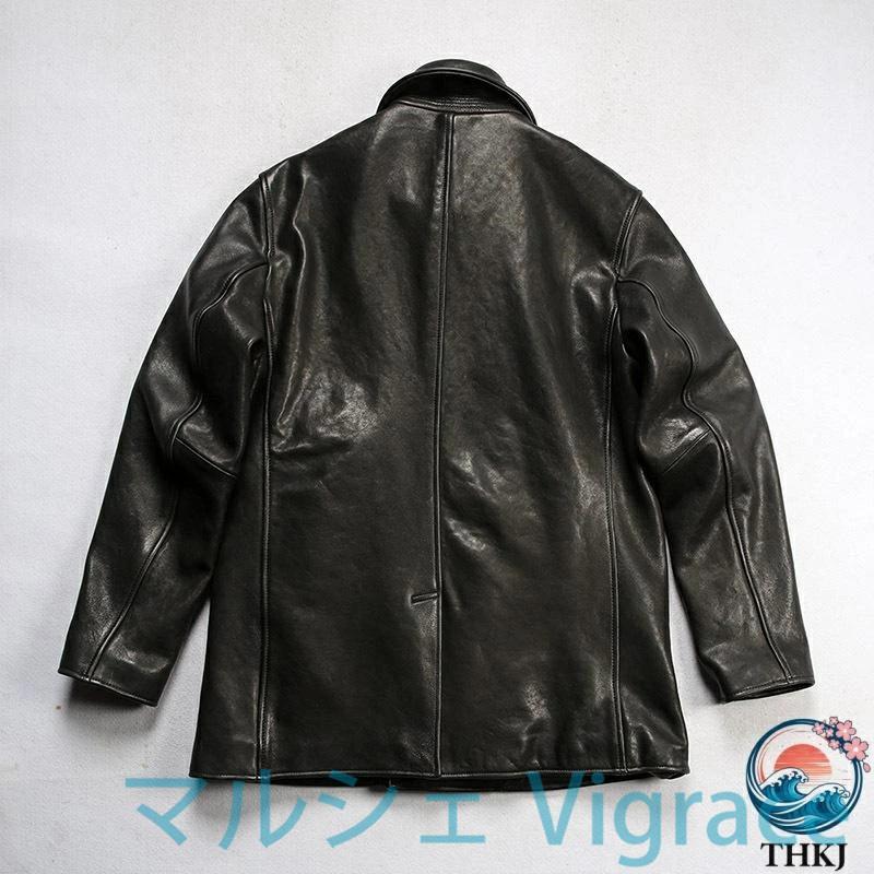 本革ジャケット メンズ 本革 羊革ジャケット ライダースジャケット 復古　ヴィンテージ 翻? 牛角ボタン 重洗処理全植物鞣しシープスキンの画像