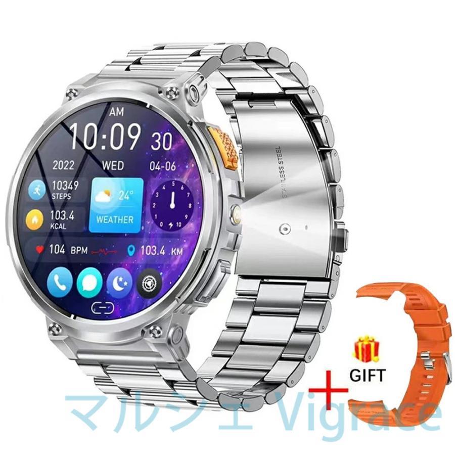 スマートウォッチ【2026究極新設計 1.85インチ超大画面 丸型 軍用規格 懐中電灯】腕時計 メンズ 老眼の人に最適 730超長持ちバッテリー iPhone アンドロイド対応の画像