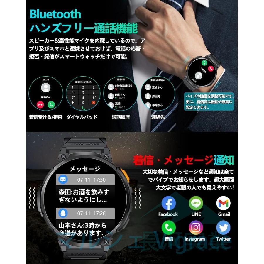スマートウォッチ【2026究極新設計 1.85インチ超大画面 丸型 軍用規格 懐中電灯】腕時計 メンズ 老眼の人に最適 730超長持ちバッテリー iPhone アンドロイド対応の画像