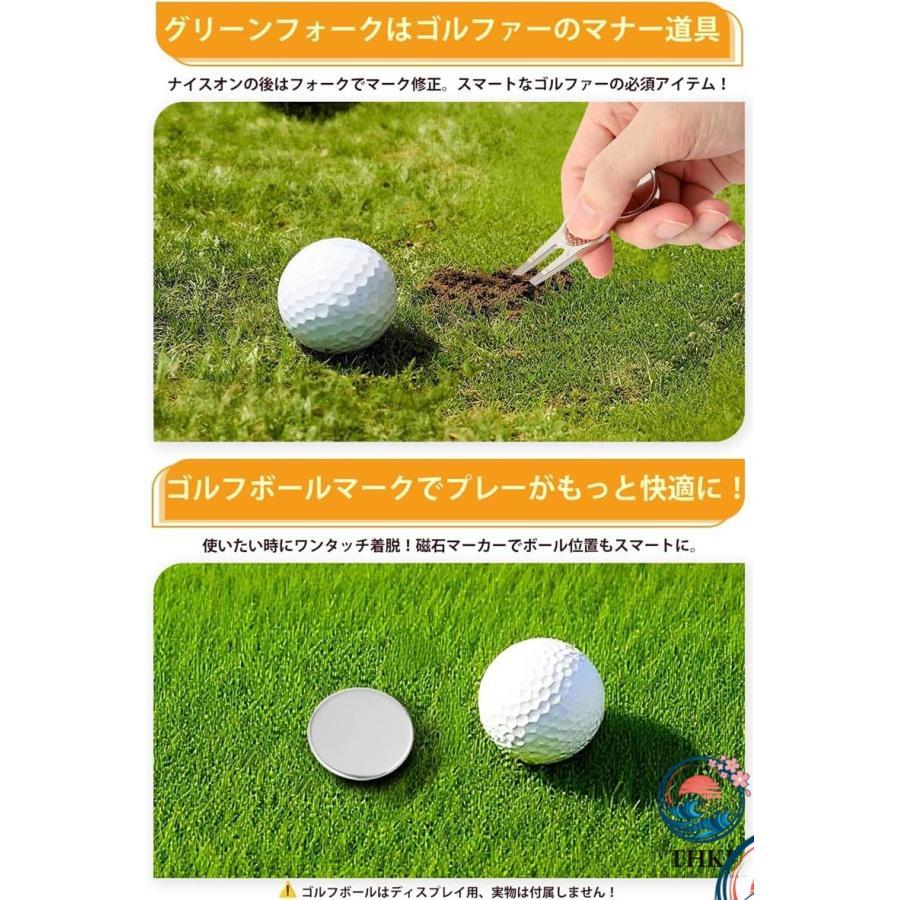 musports エナメル ゴルフボール入れ ケース　ゴルフマーカー　フォーク ゴルフボールケース ボールポーチ 磁気マーカー グリーンフォーク