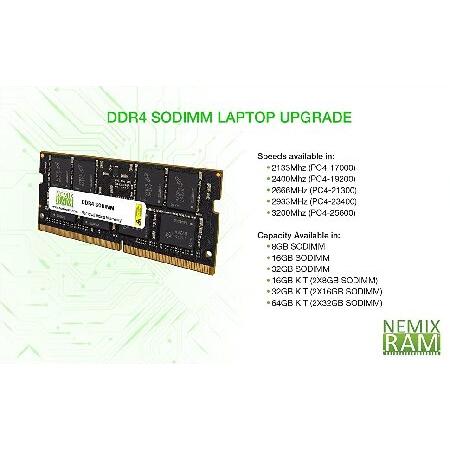 【初回限定】 64GB (4x16GB) DDR4-2666MHz PC4-21300 1.2V SODIMM Laptop Memory by NEMIX RAM 送料無料