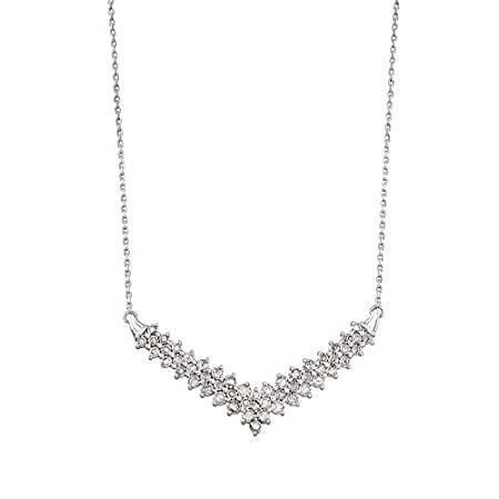 Ross-Simons 1.00 ct. t.w. Diamond Chevron Necklace in Sterling Silver. 18 i 送料無料