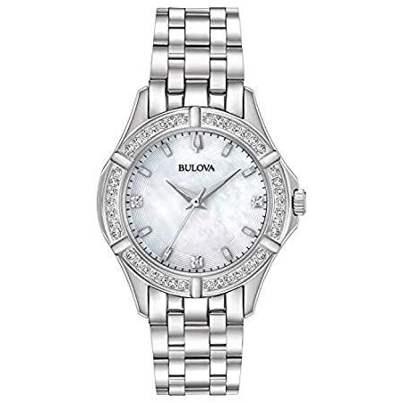 2022新発 Silver-Tone , Diamond Steel Stainless Watch, Ladies Quartz Bulova ブローバ (Model: 送料無料 9 腕時計