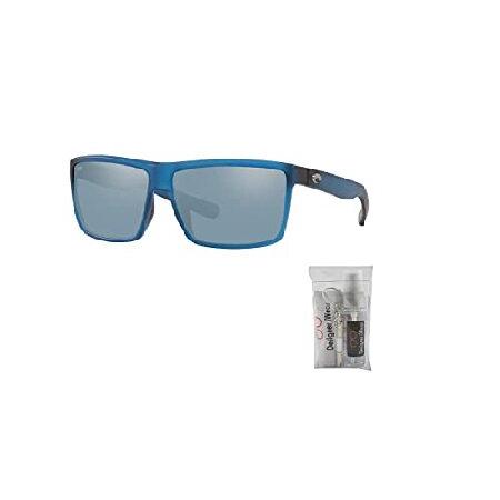 Costa Rinconcito 6S9016 901610 60MM 177 Matte Atlantic Blue Gray Silver Mirror 580P Plastic Polarized Rectangle Sunglasses for Men   BUNDLE w 送料無料