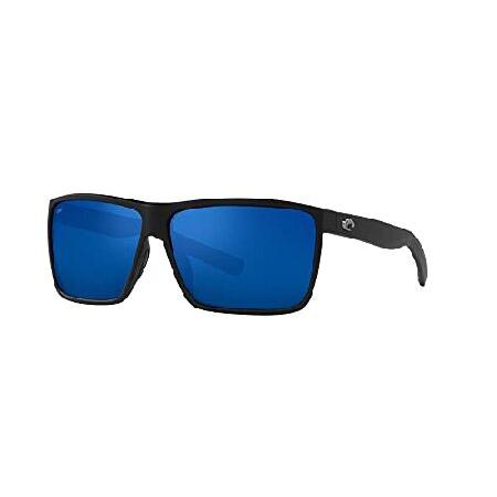 Costa Del Mar Men's Rincon Fishing and Watersports Polarized Rectangular  Sunglasses, Matte Black/Blue Mirrored Polarized-580P, 63 mm 送料無料