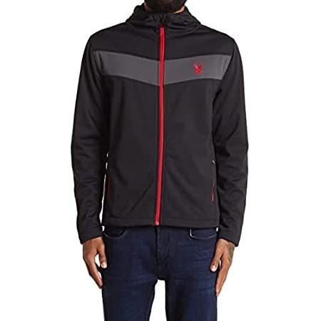 Spyder Men's Full Zip Hooded Soft Shell Jacket, Black Small 送料無料