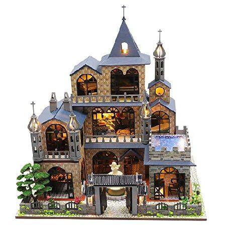 Spilay Dollhouse DIY Miniature Wooden Furniture Kit,Mini Handmade Big Castl 送料無料