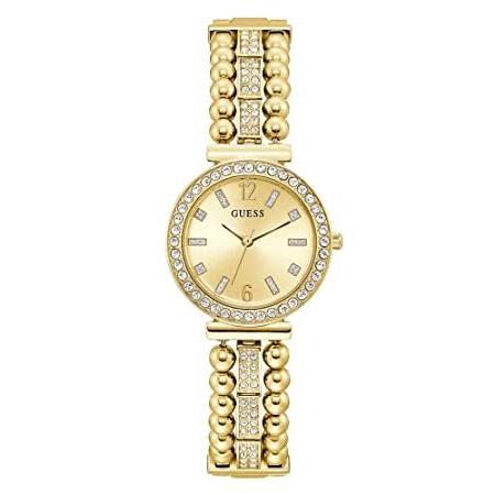 ゲス GUESS Women's Quartz Dress Watch with Stainless Steel Strap, Gold, 14 (Mode 送料無料
