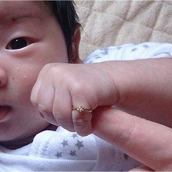 K18ベビーリング&K18ママ用リング＆SVネックレスのセット 赤ちゃんと