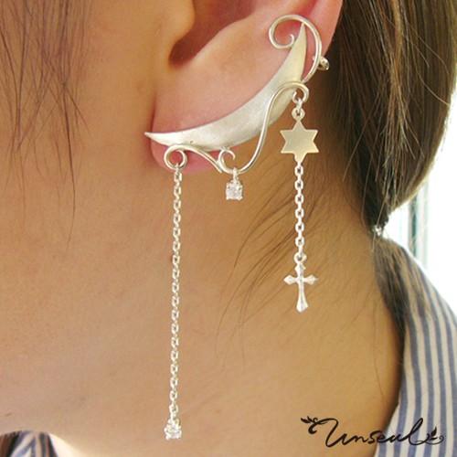 イヤーカフ イヤークリップ unseul 夜空の月モチーフの