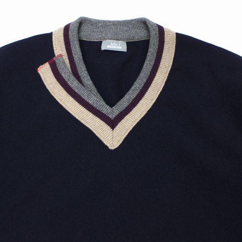 kolor/BEACON - コンビネーションVネックチルデンニット 3] kolor/BEACON - コンビネーションVネックチルデンニット 配色ライン