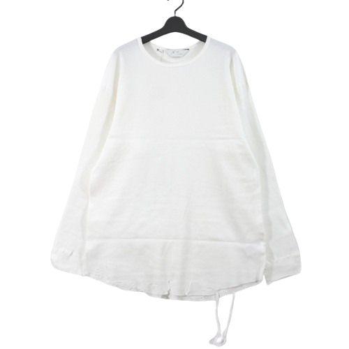 アンセルム　ダメージロンT ホワイト ANCELLM アンセルム 24SS DAMAGE WAFFLE CREW LS T-SHIRT ダメージ