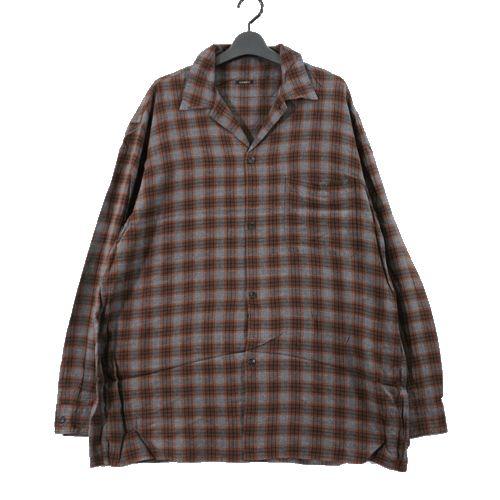 COMOLI コモリ 19SS レーヨンオープンカラーシャツ チェック 2 グレー