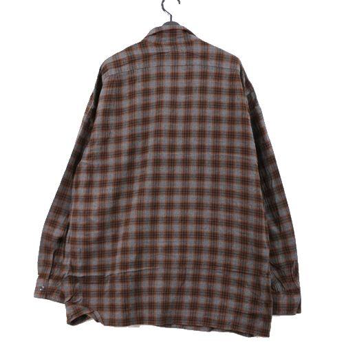 COMOLI コモリ 19SS レーヨンオープンカラーシャツ チェック 2 グレー