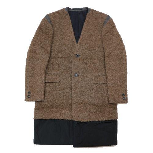 kolor カラー 15AW ノーカラー アルパカ ウール シャギーコート 1