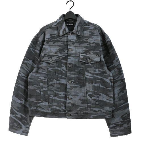 BALENCIAGA バレンシアガ 迷彩柄 デニムジャケット 46 グレー系 