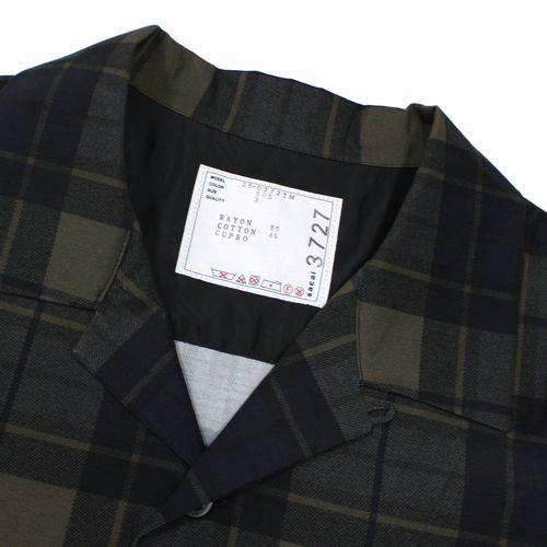 Sacai サカイ 25SS Plaid Print Shirt 半袖チェックシャツ 3 カーキ