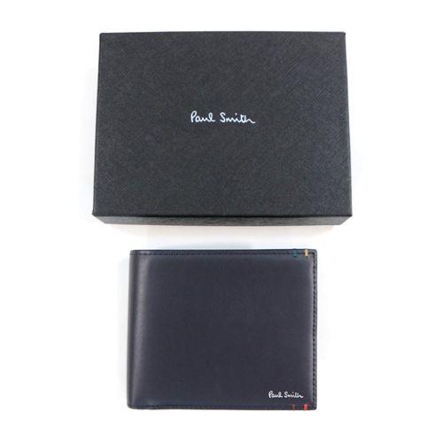 ◆未使用 ポールスミス ステッチハイライト 二つ折り ネイビー Paul Smith ポールスミス ハイライトステッチ 2つ折り財布 ネイビー