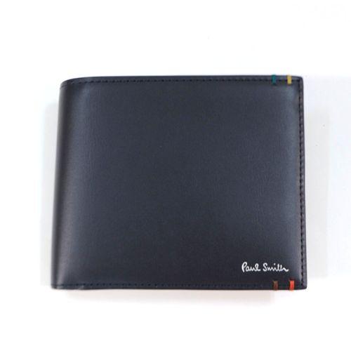 ◆未使用 ポールスミス ステッチハイライト 二つ折り ネイビー Paul Smith ポールスミス ハイライトステッチ 2つ折り財布 ネイビー