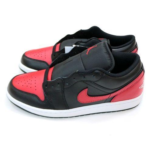 Nike Air Jordan 1 Low ブラック/レッド Nike Air Jordan 1 AJ1 Low Bred Toe Black Red White Men's Shoes