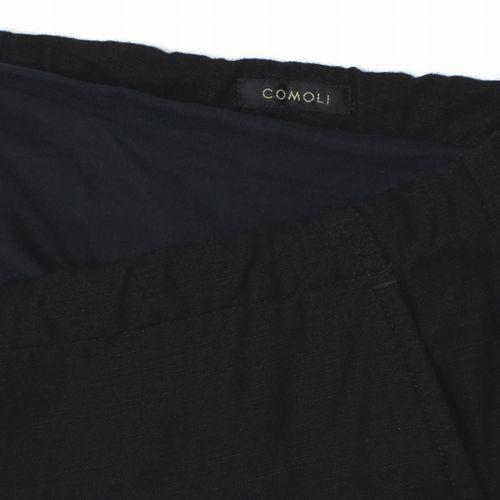 COMOLI コモリ 19SS ヴィスコースリネン テーパードパンツ 2 ブラック