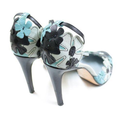 miu miu ミュウミュウ フラワーパッチ パンプス 35 1/2 ブルー 