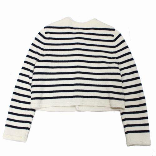 MACPHEE / 22AW/ハーフミラノボーダー クルーネックカーディガン/S/ウール/WHT/ボーダー MACPHEE マカフィー 22AW ハーフミラノボーダー クルーネック