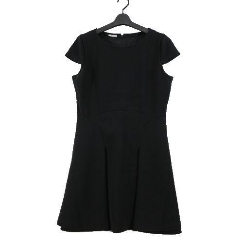 最終値下げミュウミュウ　36 ネイビーリボン付き黒半袖ミニワンピース ミュウミュウ 36 ネイビーリボン付き黒半袖ミニワンピース 【公式通販】