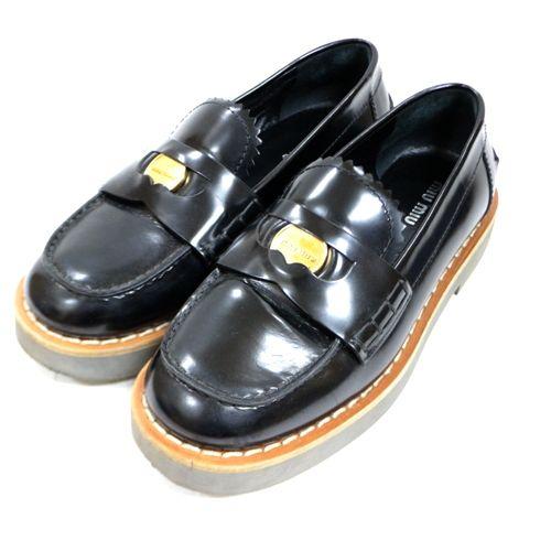 【値下げ不可】miumiu ペニー ローファー ブラック 37 miu ミュウミュウ ペニー コイン ローファー 37 ブラック : unstitch