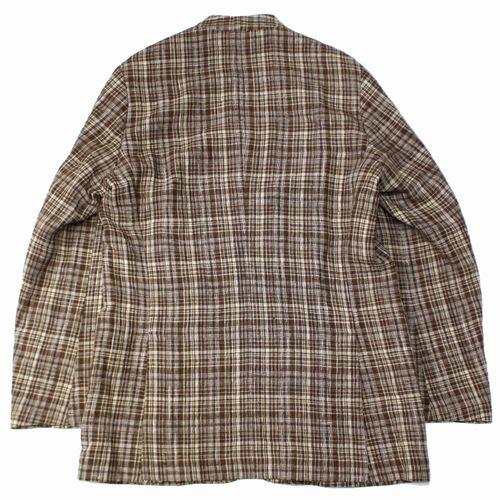 AURALEE オーラリー 23SS LINEN SILK CHECK NO COLLAR JACKET リネン