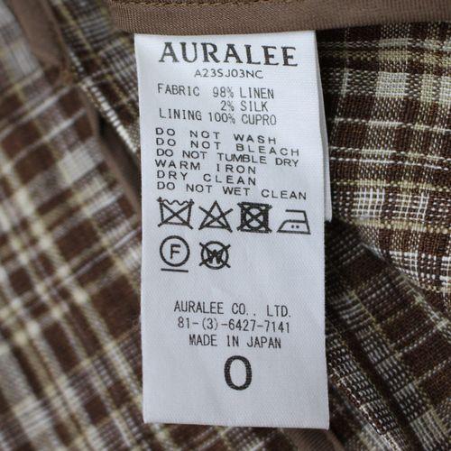 AURALEE オーラリー 23SS LINEN SILK CHECK NO COLLAR JACKET リネン