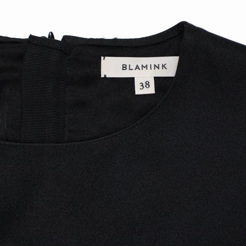 BLAMINK ブラミンク 総柄 シルクワンピース 38 BLAMINK ブラミンク シルク ショートスリーブ ワンピース 38 ブラック