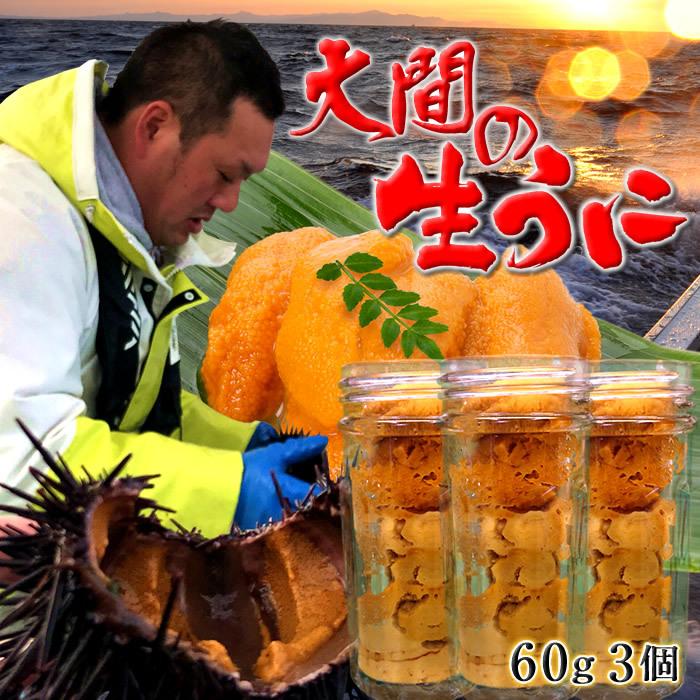うに 生うに60g 3個 大間漁師の生ウニ 瓶詰め 青森県大間産 ムラサキウニ ビンづめ おすすめ旬ギフト Uni N60g3 大間まぐろ直売所 魚忠 通販 Yahoo ショッピング