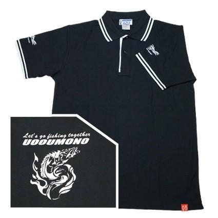 ポロシャツ 形状安定 吸水速乾 UVカット 消臭 タチウオ 魚柄 釣り メンズ  ライン入り | 