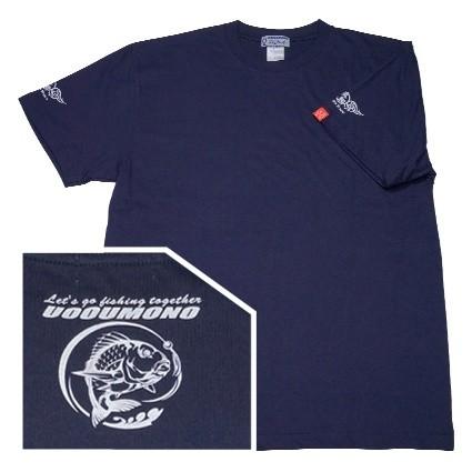 Tシャツ メンズ 半袖 厚手 ネイビー マダイ 魚柄 釣り 6.2oz | 
