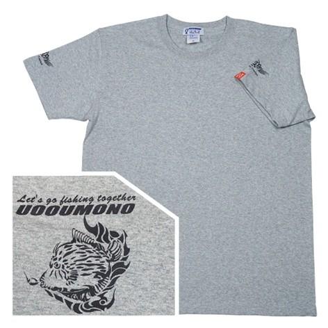 Tシャツ メンズ 半袖 極厚 グレー カワハギ 魚柄 釣り 7.1oz | 