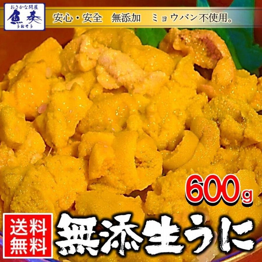 うに 雲丹 冷凍生うに 無添加 600g（100g×6P）ミョウバン不使用 うに丼12杯分 寿司 北海丼 歳末 お歳暮 年末グルメ 贈答 迎春 | おさかな問屋 魚奏