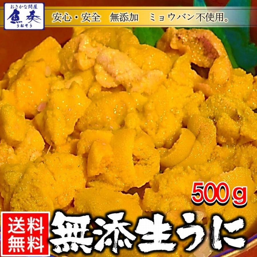 うに 雲丹 冷凍生うに 無添加 500g（100g×5P） ミョウバン不使用 AAグレード ウニ 安心・安全 うに丼2杯分 寿司 北海丼｜uosou