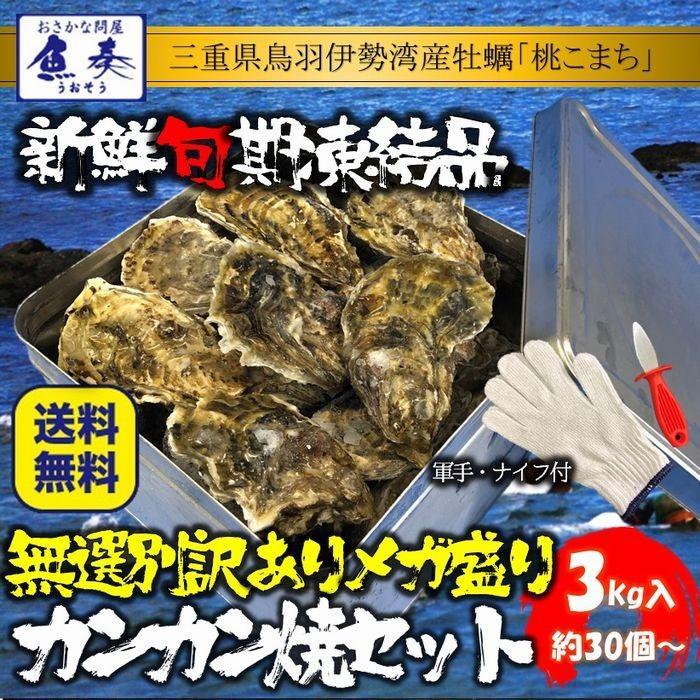 伊勢神宮奉納 殻つき牡蠣 カキ 桃こまち 伊勢湾産 3キロ(約30個)  訳あり カンカン焼き BBQ 歳末 お歳暮 年末グルメ 贈答 迎春 | おさかな問屋 魚奏 | 12
