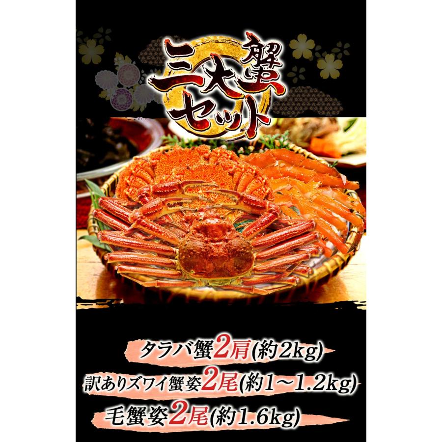 ボイル 三大蟹セット タラバガニ 肩 ズワイガニ 毛がに 総重量 約4.6〜4.8kg たらば ずわい 毛蟹 歳末 お歳暮 年末グルメ 贈答 迎春 | おさかな問屋 魚奏 | 19