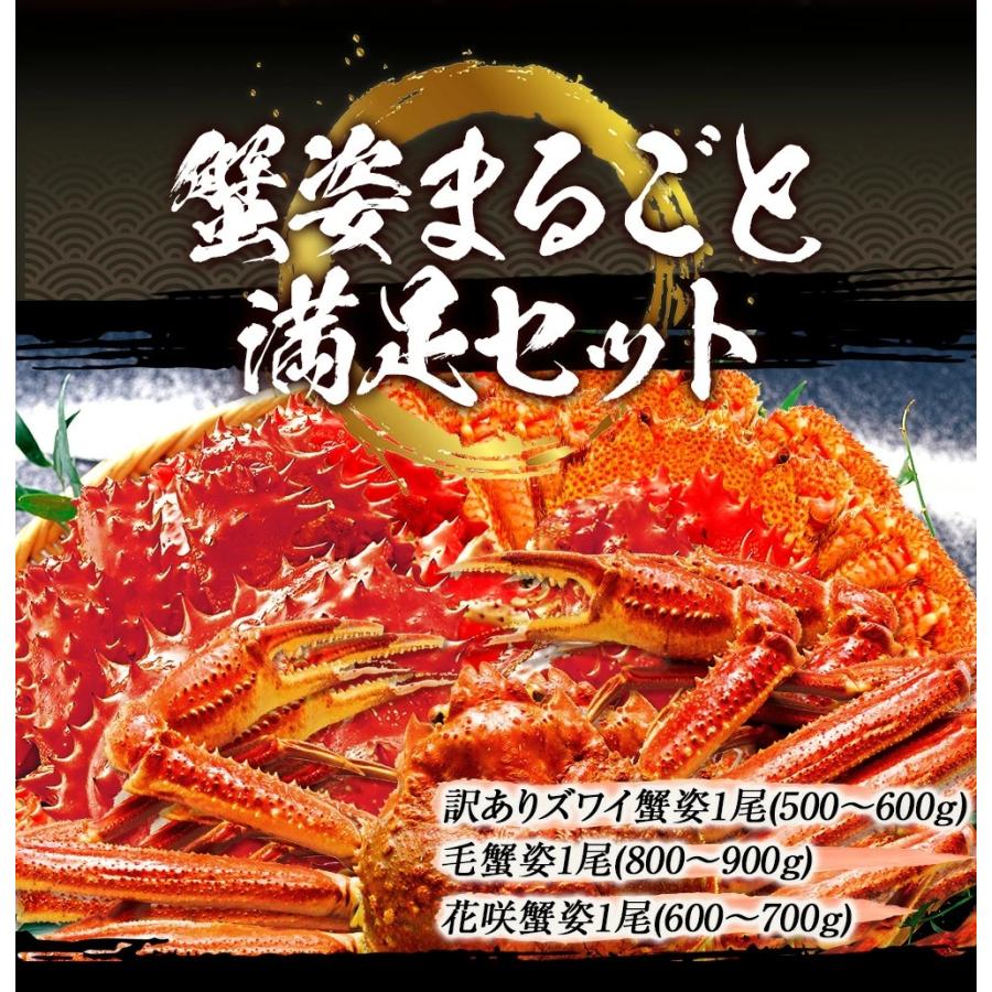 訳あり 特大 ボイル 蟹 姿まるごと満足セット ズワイガニ 花咲ガニ 毛ガニ 総重量約2.0〜2.2kg 歳末 お歳暮 年末グルメ 贈答 迎春 | おさかな問屋 魚奏 | 01