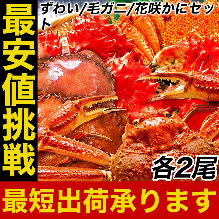 特大 ボイル 蟹 姿まるごと満足セット ズワイガニ 毛ガニ 花咲ガニ 総重量 約3.8〜4.2kg ずわい 歳末 お歳暮 年末グルメ 贈答 迎春 | おさかな問屋 魚奏 | 01