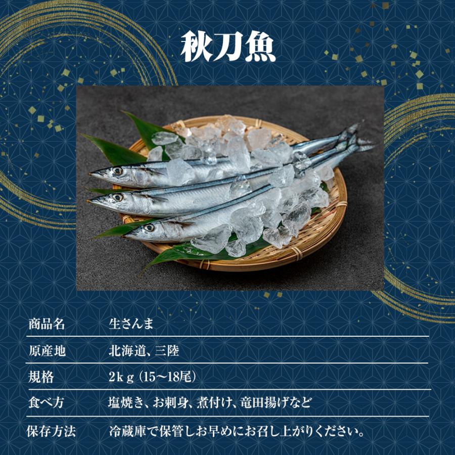 特大生さんま 2kg（15/18尾） 送料無料 生食可能 さんま サンマ 秋刀魚 北海道 → 三陸 母の日 父の日 敬老 中元 ギフト | おさかな問屋 魚奏 | 09