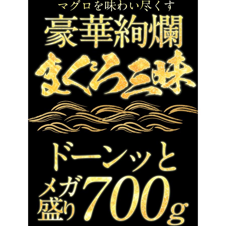 まぐろ三昧 3種 赤身 中トロ 大トロ 本鮪 メガ盛り700g マグロ 鮪 刺身 在宅 母の日 父の日 敬老 歳末 お歳暮 年末グルメ 贈答 迎春 | おさかな問屋 魚奏 | 03