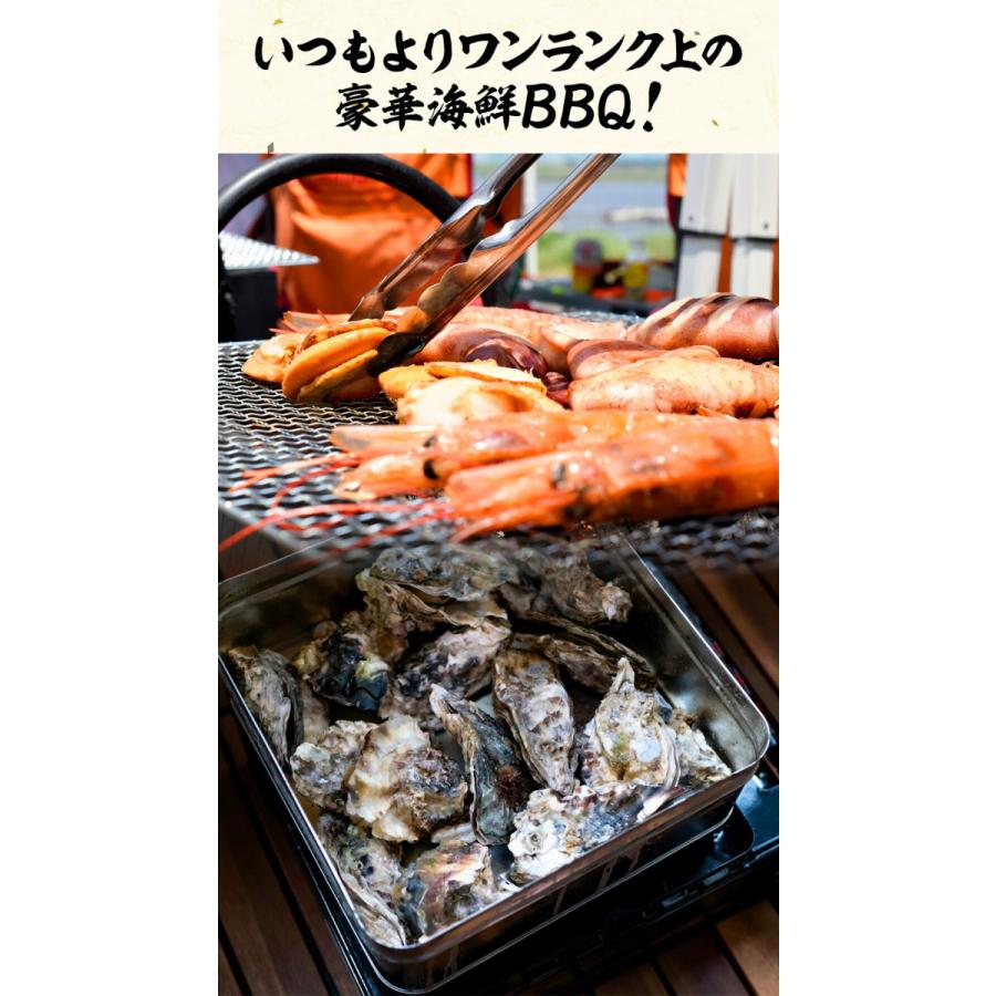豪華 海鮮 BBQ バーベキューセット 赤エビ 10尾 イカ一夜干し 4枚 殻付き帆立 10枚 ブランド牡蠣 歳末 お歳暮 年末グルメ 贈答 迎春 | おさかな問屋 魚奏 | 16