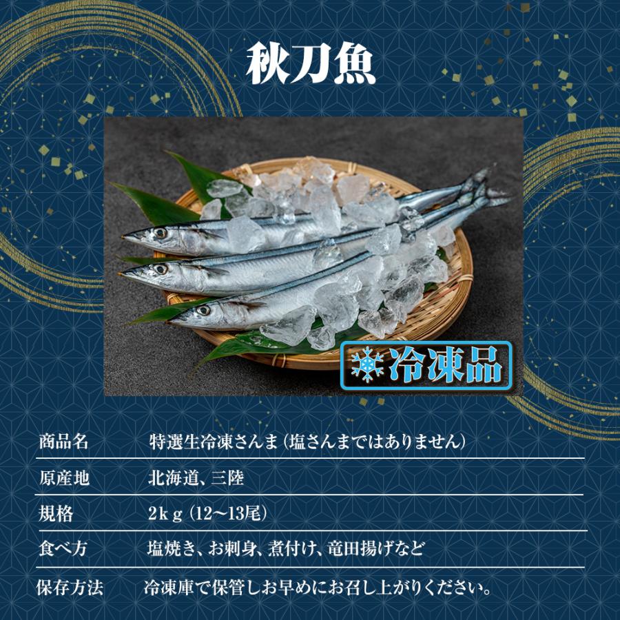 特大生冷凍さんま 2kg（12/13尾） 送料無料 生食可能 さんま サンマ 秋刀魚 北海道 → 三陸 歳末 お歳暮 年末グルメ 贈答 迎春 | おさかな問屋 魚奏 | 09