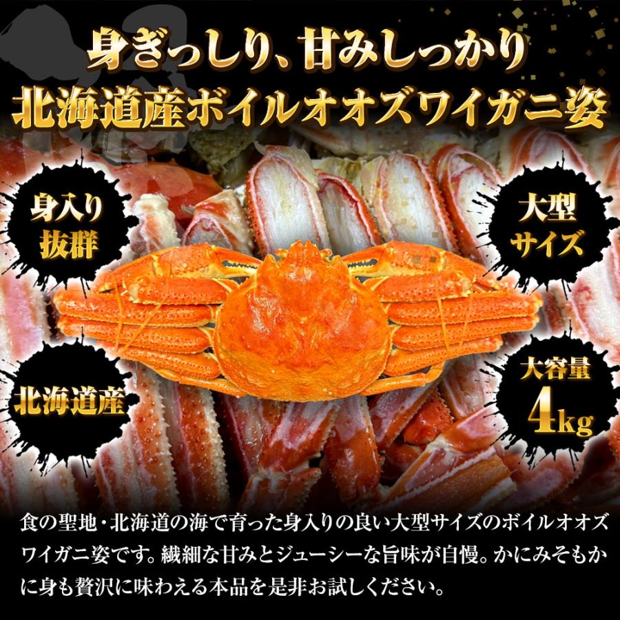 ケース販売限定特価 北海道産 浜茹で オオズワイガニ 姿 メガ盛り 4kg6尾 特大サイズ 蟹 カニ 蟹 歳末 お歳暮 年末グルメ 贈答 迎春 | おさかな問屋 魚奏 | 02