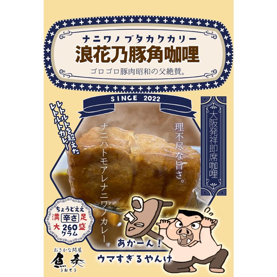 浪花乃豚角カリー ナニワノブタカクカリー 2パック 260g×2袋 レトルト カレー メール便 豚角煮 歳末 お歳暮 年末グルメ 贈答 迎春 | おさかな問屋 魚奏 | 12