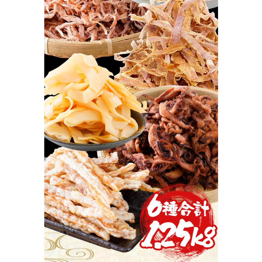 イカ珍味 バラエティセット 6品 1.25kg 訳あり するめ あたりめ イカ 珍味 父の日 メガ盛り 酒の肴 歳末 お歳暮 年末グルメ 贈答 迎春 | おさかな問屋 魚奏 | 02